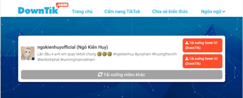 tải video TikTok bằng link